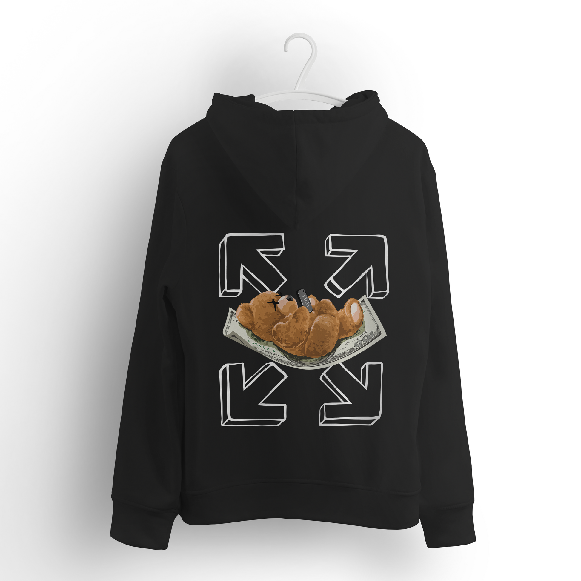 Billionaire Teddy Black Hoodie (Lightweight) S