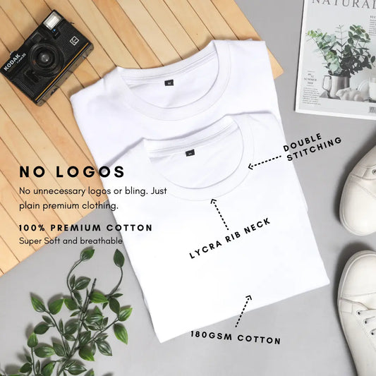 White Crew Neck T-shirt - No Logo