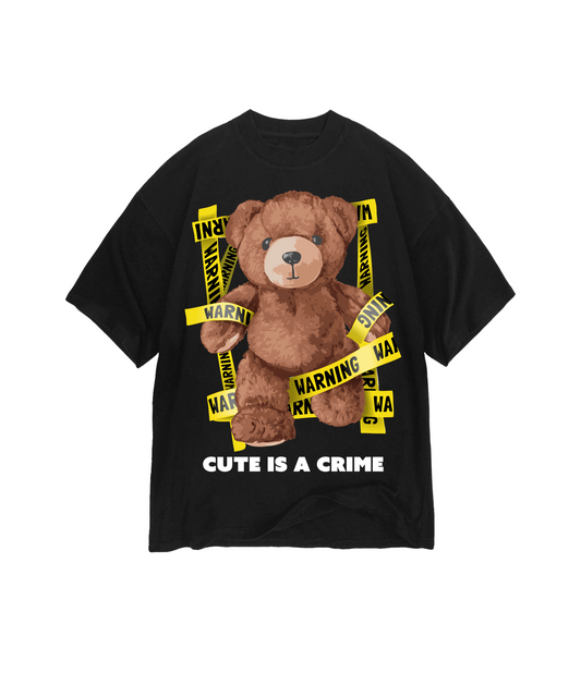 Warning Bear Black Oversized T-shirt