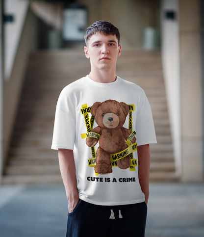 Warning Bear White Oversized T-shirt
