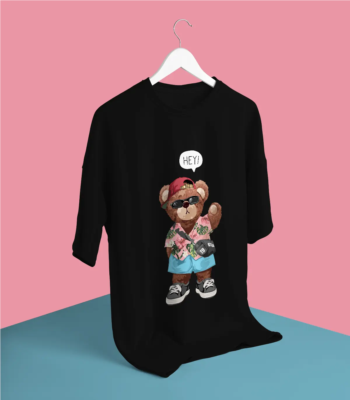 Beach Teddy Black Oversized T-shirt – Lazy Hippos
