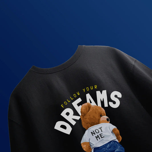 Follow Your Dreams Teddy Black Oversized T-shirt