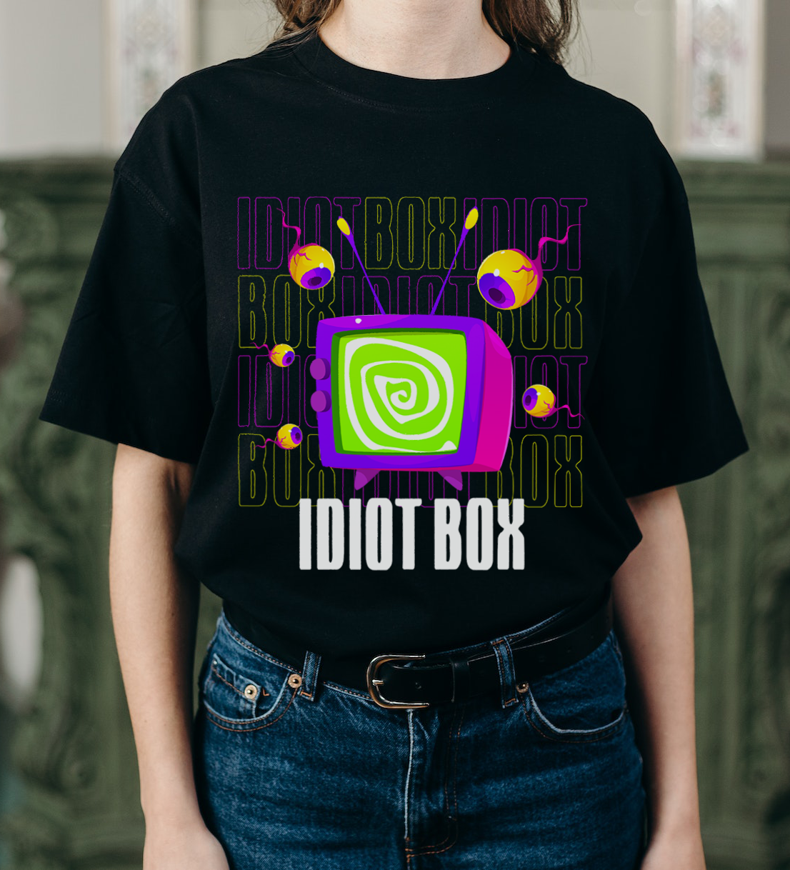 Idiot Box Black Oversized T-shirt