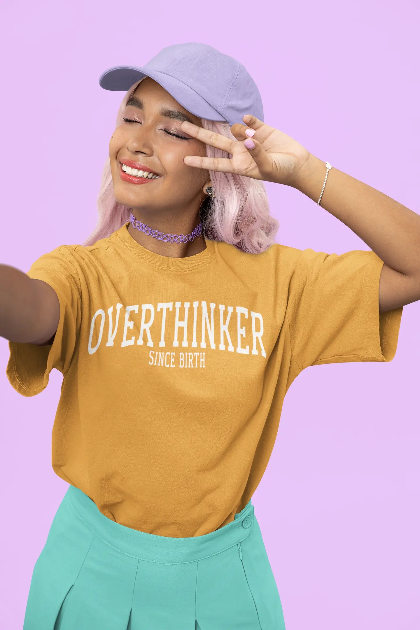 Overthinker Golden Yellow Oversized T-shirt