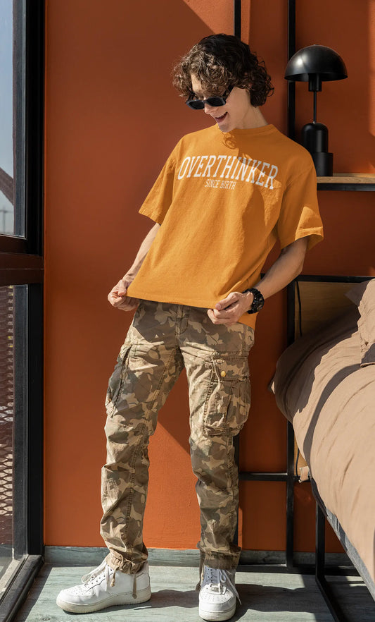 Overthinker Golden Yellow Oversized T-shirt