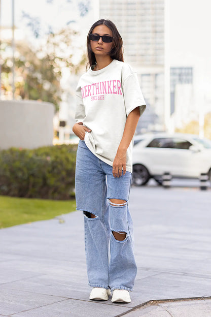 Overthinker White Oversized T-shirt
